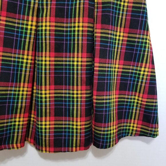 Hot Topic skirt Small Rainbow Plaid Double Buckle Pleated Pride schoolgirl mini - Picture 9 of 15